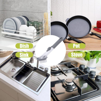 peyx plastic 2 in 1 soap dispenser brush for dish washer, liquid dispenser brush for kitchen sink, utensil cleaning brush, dish washing brush with ...