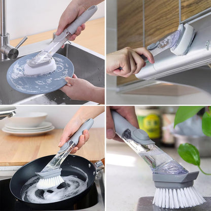 peyx plastic 2 in 1 soap dispenser brush for dish washer, liquid dispenser brush for kitchen sink, utensil cleaning brush, dish washing brush with ...